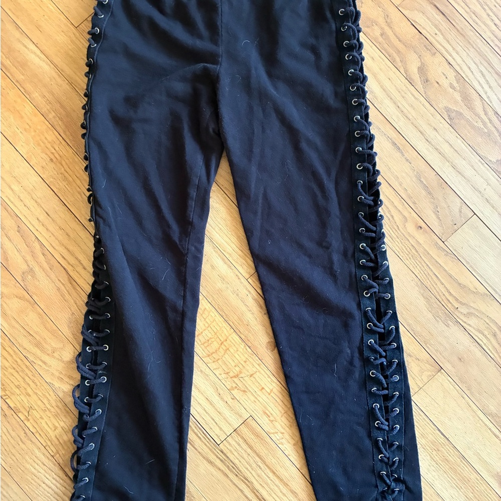 Better Be Black Lace-Up Trousers